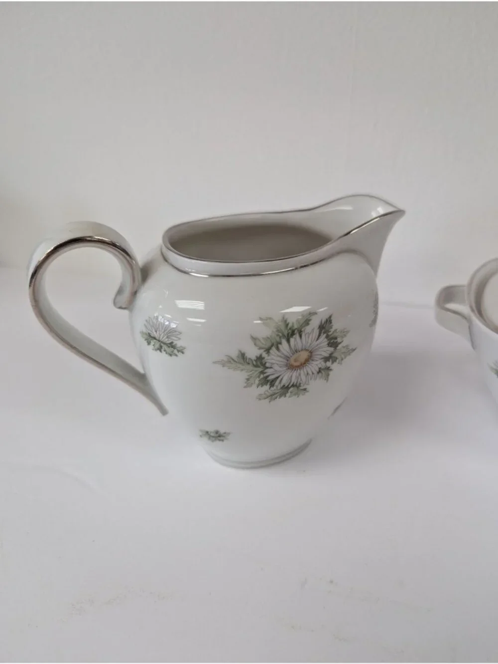 Franconia Silver Thistle Large Sugar Bowl with Lid and Creamer